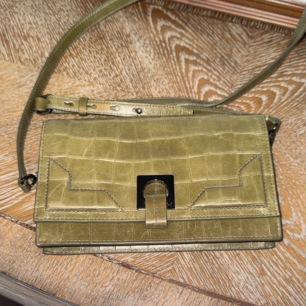 Halston Heritage Olive Green Crocodile Pattern Women's Bag